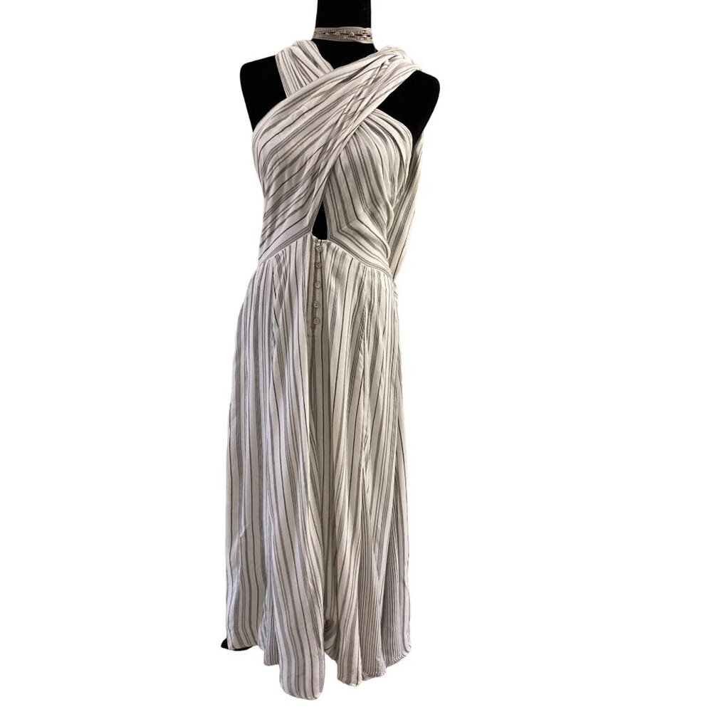 NWT Jovienne Love Stich Women's Dress Criss Cross Straps Striped Size Large - Picture 4 of 10